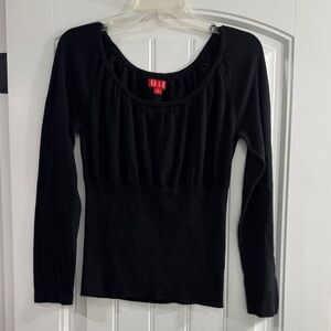 Elle Women's Elegant Black Long Sleeve Tee